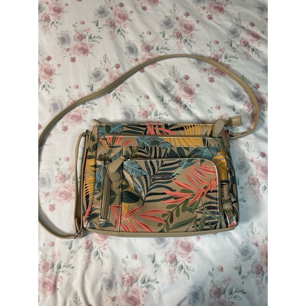 MultiSac Tropical‎ Print Crossbody Purse Multi Pocket